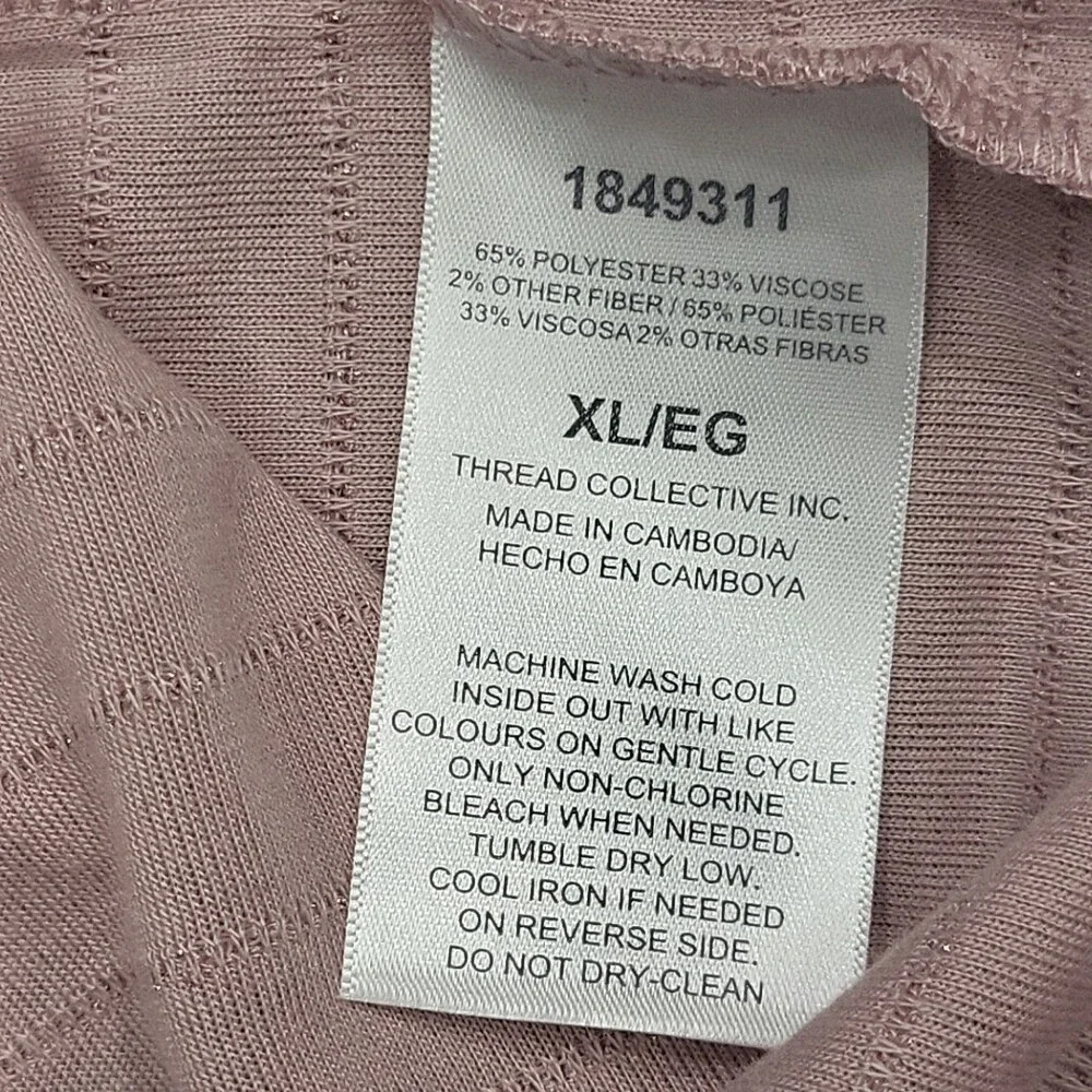 Ellen Tracy Women's Top X-Large Size Pink Short Sleeves Blouse w Glitter Stripes